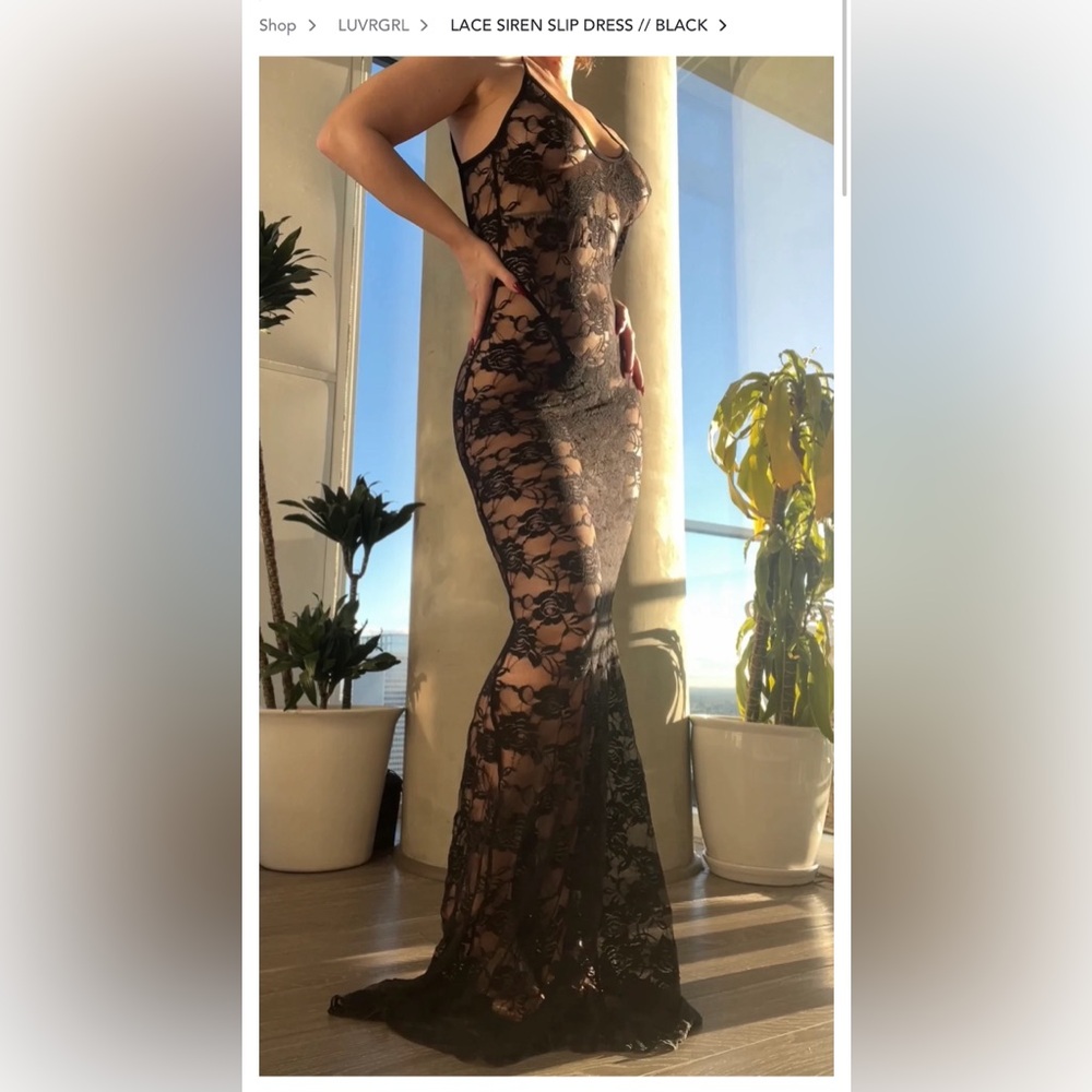 Laina Rauma LUVRGRL Lace Siren Slip Dress in Black